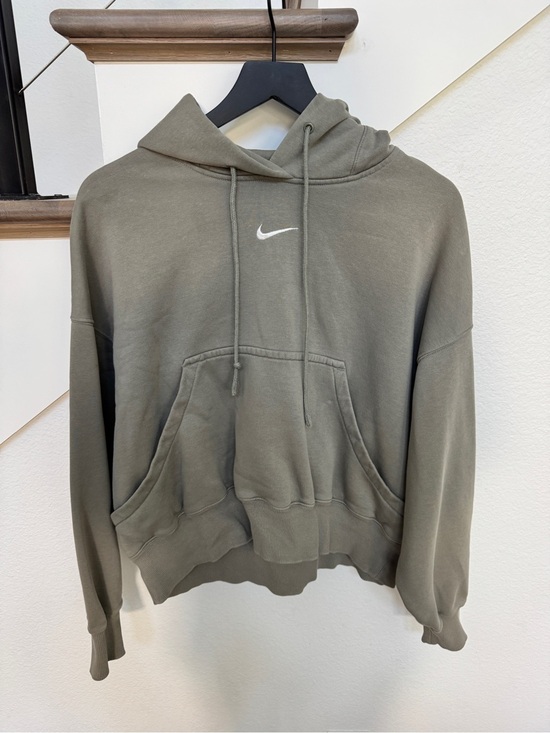 Nike Tops - Nike phoenix fleece oversized Olive Green Cropped Hoodie Sweatshirt